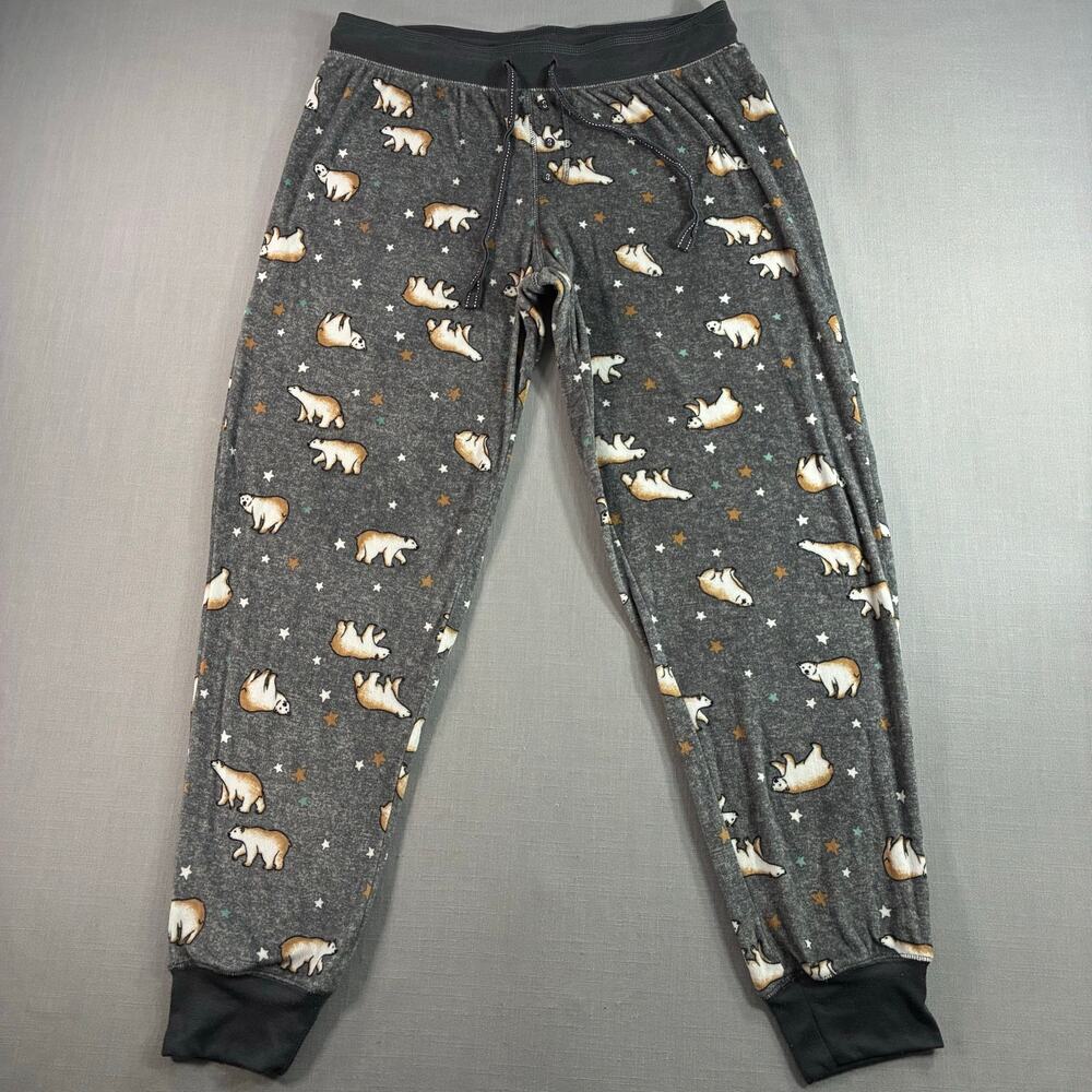 Secret Treasures Polar Bear Pajama Pants Women's M Gray Fleece Lounge Joggers